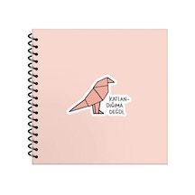 Hisli Şeyler 50 Yaprak Çizgili Sert Kapak Stickerli Defter, Katlandığıma Değdi, 16x15cm Çok Renkli