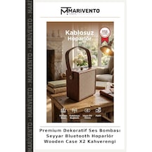 Premium Dekoratif Ses Bombası Seyyar Bluetooth Hoparlör Wooden Case X2 Kahverengi