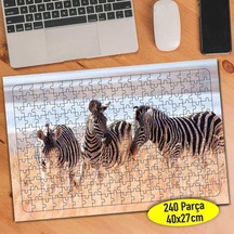 Afrikada Zebra Hayvanlar 240 Parça Puzzle Yapboz Tablo-70630364
