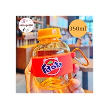 Mini Renkli Su Şişesi 350ml Figürlü Renkli Mini Suluk Matara 350ml Turuncu