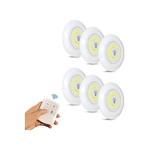 Vkemall Cob Beyaz Işık Led Gece Lambası, Uzaktan Kumanda Ve Dokunmatik Kontrol, Dolap Odalar İçin, Aaa Pil İle Çalışır Piller Dahil Değil , 6 Adet + 1 Kumanda Kutulu Set Beyaz