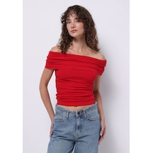 Colins Slim Fit Kayık Yaka Düz Kadın Kirmizi Kolsuz Tişört Cl1074596 Q1.v1 Red Kırmızı