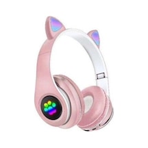 Rgb Işıklı Kedi Kulak Kulaküstü Bluetooth Kulaklık Pembe