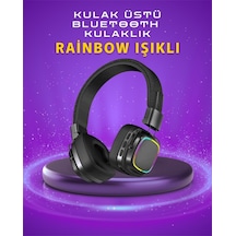 Renkli - 14 - Işık Efektli Bluetooth 5.3 - Flzdgnkr - Müzik Kulaklığı
