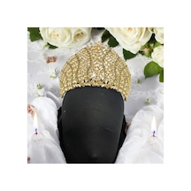 Kristal Taşlı Gelin,kına,nişan,söz,after,bride,party Taç 2 Sarı - 707821387 Sarı