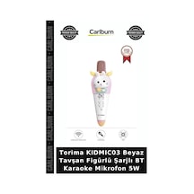Premium Torima Kıdmıc03 Beyaz Tavşan Figürlü Şarjlı Bt Karaoke Mikrofon 5w Ses Ürünü Bağlantılı Alet