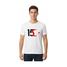 Ertaştrendstore 15 Temmuz Demokrasi Ve Milli Birlik Günü Ay Yıldız Baskılı T-shirt - Beyaz Çok Renk
