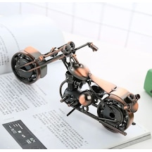 El Yapımı Motosiklet Figürler Modeli Retro Vintage Büyük Boy