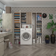 Kenzlife Çamaşır Makinesi Dolabı Sinemmega Crd 180 156 30 Banyo Kapaklı Arkalıklı Raflı Çok Renkli