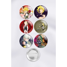 The Seven Deadly Sins Nanatsu No Taizai Çanta Süsü Rozet İğneli Buton Rozet Seti 6 Adet Çok Renkli