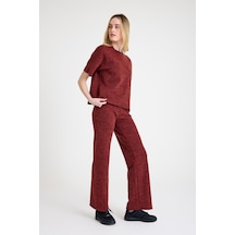 Cotenconcept Cepsiz Bol Kesim Dökümlü İkili Tişört Ve Pantolon Takımı Bordo