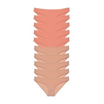 10 Adet Süper Eko Set Likralı Kadın Slip Külot Pudra Ten Standart
