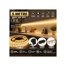 Mutfak Dolap Ayna Aydınlatma 5 Metre Gün Işığı Aç Kapat Düğmeli Şerit Led Seti 12v Adaptörlü Aç Kapa Düğmeli Kendinden Yapışkanlı Sarı - 930722581 Sarı