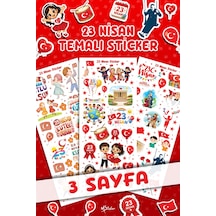 23 Nisan Mini Sticker Seti 3 Sayfa Okul Etkinlik Ve Hediye Sticker Çocuk Bayramı Sınıf Hediyelk Çok Renkli