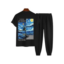 Uyguntarz Unisex Vangogh Baskılı Eşofman Takımı Siyah Uyguntarz Unisex Vangogh Baskılı Eşofman Takımı Siyah