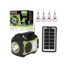 Junglee 1275 Güneş Enerji Panelli Aydınlatma Sistemi Powerbank Kamp Doğa Balık Karavan Fener Bluetooth Hoparlör İle Uyumlu
