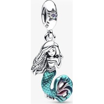 Nur Silver Disney The Little Mermaid Ariel Sallantılı Gümüş Charm Nur-bl00998