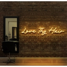 Love Thy Hair Yazılı Neon Tabela Sarı