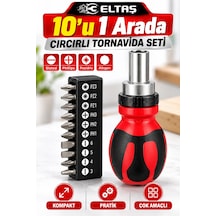 Eltaş 10 U 1 Arada Cırcırlı Tornavida Seti Değiştirilebilir Uçlu Ergonomik Tornavida