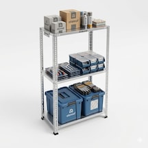 3 Katlı Galvaniz Çelik Raf - Depo, Arşiv, Kiler, Dosya, Market Rafı, Mutfak, Ofis 31x60x100 Cm