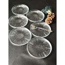 6 Parça Desenli Cam Mini Tatlı/kek/pasta Tabağı Seti 16cm