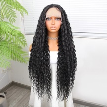 Afro Dalga Siyah Fiber Sentetik Tül Peruk - Zmff-582345 Renkli