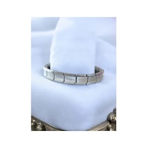 İtalyan Charm Unisex Paslanmaz Gümüş Gri Bileklik Gümüş Gri
