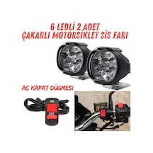 2 Adet 6 Ledli Motosiklet Scooter Uyumlu Led Sis Farı Çakar Ve Sabit Mod Açma Kapatma Tuşlu Lamba