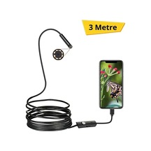 3 Metre Led Işıklı Endoskop Kamera Ip67 Su Geçirmez Yarı Esnek Kablo 3 Aparatlı Tesisat Ve Araç İçi Görüntüleme Kamerası