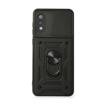 Samsung Uyumlu Galaxy A02 Kılıf Pars Lens Yüzüklü Silikon - Siyah 0.2M-Çok Renkli