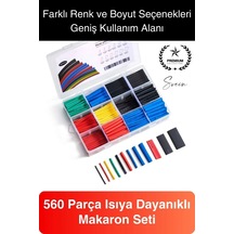 560 Parça Makaron Seti Kutulu Kablo Birleştirme Koruyucu Yalıtım Sıcaklıkla Daralan Tamirat Kaplama