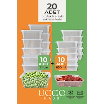 20 10+10 Adet Ekonomik Saklama Kabı Seti 10x650 Ml 10x1000 Ml Mikrodalga Buzluk Dondurucu Erzak Şeffaf