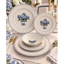 24 Parça 6 Kişilik Vintage Hydrangea Yemek Takımı-7969 Çok Renkli