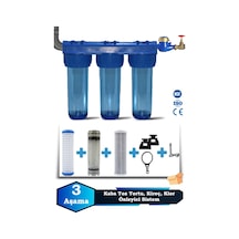 Sumarkt Atlantis Daire Bina Girişi 10" 3 Aşama Su Arıtma Yumuşatma Cihazı Kireç Klor Önleyici Set