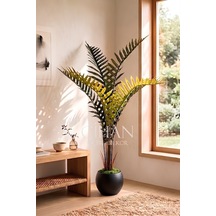 Yapay Premium Areka Palmiyesi Ağacı 150 Cm 7 Yapraklı - 27x33 Küre Plastik Saksılı Beyaz