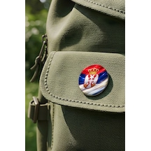 Sırbistan Serbia Abstract Ülke Bayraklı Buton Rozet - 44 MM 5 Adet Çok Renkli