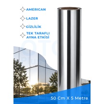 50 Cm X 5 Metre %35 Tek Taraflı Aynalı Cam Filmi Açık Ton Amerikan A Kalite Lazer Silver Krom Ofis Ve Bina Güneş Kontrol Filmi