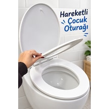 Çocuk Adaptörlü Beyaz Klozet Kapağı Aile Tipi