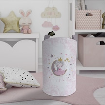 Mekta Home Bebek Ve Çocuk Odası Ay Üzerinde Oturan Kız Desenli Motifli Oyuncak Sepeti Renkli Çok Renkli