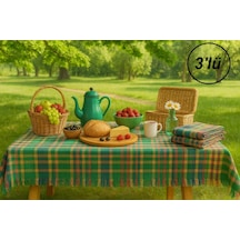 3adet Pöti Kare Sofra Örtüsü, Masa Örtüsü Saçaklı 140x140 -renkli Renkli