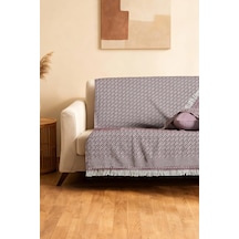 Serge Jakarlı Saçaklı Koltuk Örtüsü 170x205 Cm Bordo Çok Renkli