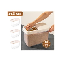 Flosoft Mulibox 10 L Kaydırak Kapaklı Erzak Saklama Kabı 3’Lü Set 3X10L Krem Çok Renkli