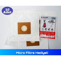 Arçelik 4230 Bez Toz Torbası 10 Adet - Micro Filtre Hediyeli -