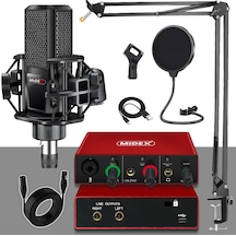 Midex Mx2020-Glx-500 Pro Midex Ses Kartı ve Condenser Mikrofon Stand Filtre Set
