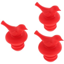 Suntek 3 Adet Silikon Küçük Kuş Şarap Şişesi Tıpa Kırmızı