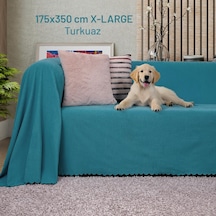 Kaymaz Koltuk Örtüsü Çift Taraflı Mikrofiber Şönil 175x350 Cm Xl- Turkuaz Kedi Köpek Ve Çocuk Dostu Turkuaz