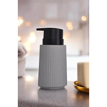 New Max Premium Serisi 300 Ml Sıvı Sabunluk Pompalı Çizgili Seramik Sıvı Sabunluk Dispencer Gri
