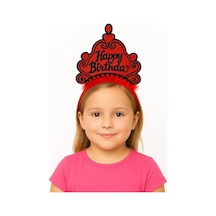 Kırmızı Happy Birthday Prenses Tacı Doğum Günü Taç Aksesuarı Yetişkin