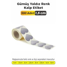 Gümüş Yaldız Renk Kalp Kesim Etiket 1,5cm 500 Adet Gümüş