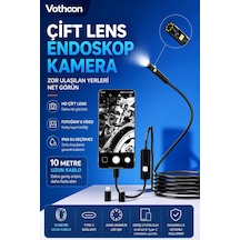 10 Metre Çift Kameralı İos/android Uyumlu Yılan Endoskop Kamera 8mm 2mp Led Li Sert Kablo 1